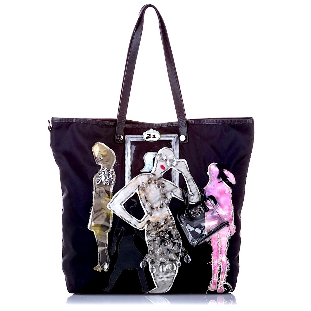 Prada: Runway Beaded Tessuto Models on Runway Limited Edition Nylon Tote Bag - Picture 3 of 17